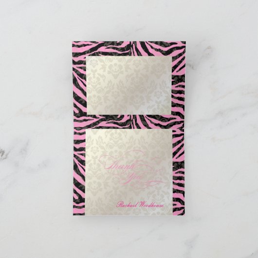 Carte De Remerciements PixDezines Haute Coutour Damask+Zebra Thank You (Intérieur)