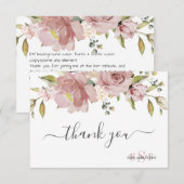 Carte De Remerciements PixDezines Monogram H2 Fleurs Rose Poussière   (Devant / Derrière)