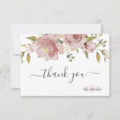 Carte De Remerciements PixDezines Monogram H2 Fleurs Rose Poussiéreuse (Devant)