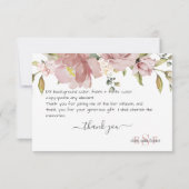 Carte De Remerciements PixDezines Monogram H2 Fleurs Rose Poussiéreuse (Dos)