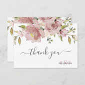 Carte De Remerciements PixDezines Monogram H2 Fleurs Rose Poussiéreux   (Devant / Derrière)