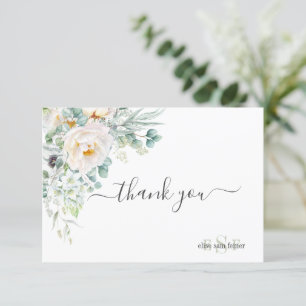 Carte De Remerciements PixDezines Monogramme Aquarelle Peonies Anemone