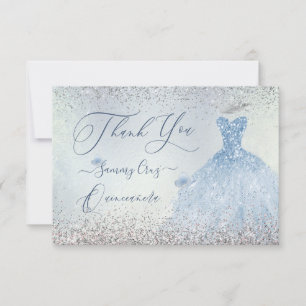Carte De Remerciements PixDezines Quinceanera Robe Bleue Dusty