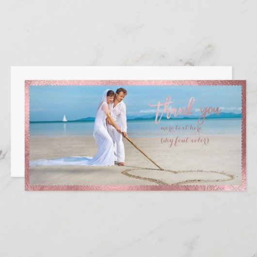 Carte De Remerciements PixDezines Rose Gold Scallop frame/merci (Devant / Derrière)