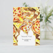 Carte De Remerciements Pizza d'anniversaire de fête simple (Debout devant)
