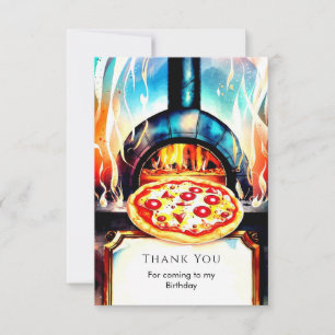 Carte De Remerciements Pizza d'anniversaire simple au fromage pour fête