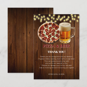 Carte De Remerciements Pizza rustique & Baby shower de bière
