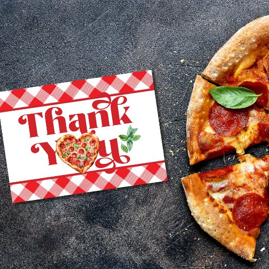Carte De Remerciements Pizza Thème Rouge Blanc 