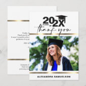 Carte De Remerciements Plafond de diplôme moderne Année Or Blanc | PHOTO (Devant / Derrière)