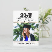 Carte De Remerciements Plafond de diplôme moderne Année Or Blanc | PHOTO (Debout devant)