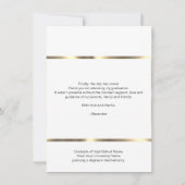 Carte De Remerciements Plafond de diplôme moderne Année Or Blanc | PHOTO (Dos)