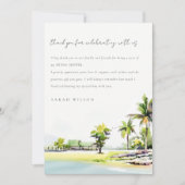 Carte De Remerciements Plage Côte Palm Tree Fête des mariées d'aquarelle (Devant)