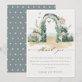 Carte De Remerciements Plage de la mer côtière Arc floral Mariage botaniq (Devant / Derrière)