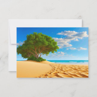 Carte De Remerciements Plage de sable de l'île tropicale déserte 