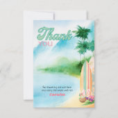 Carte De Remerciements Plage de surf aquarelle été Luau (Devant)