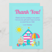 Carte De Remerciements Plage d'été pour les enfants amusants (Devant / Derrière)