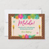 Carte De Remerciements Plage d'été tropicale Luau Anniversaire (Devant)