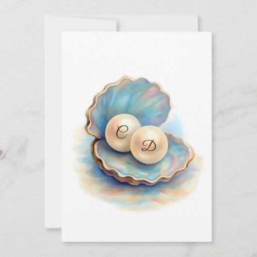 Carte De Remerciements Plage Mariage Pearls Shell Elégant thème Océan (Dos)