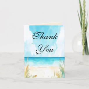 Carte De Remerciements Plage océan bleu aquarelle