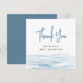 Carte De Remerciements Plage Océan Côtière Bleu Poussiéreux Fête de Maria (Devant / Derrière)