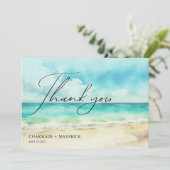 Carte De Remerciements Plage océanique d'été minimaliste (Debout devant)