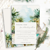 Carte De Remerciements Plage tropicale aquarelle palmiers douche de marié