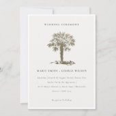 Carte De Remerciements Plage tropicale Palm Tree Dark Gold Mariage Invite (Devant)
