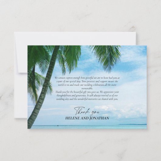 Carte De Remerciements Plage tropicale Palm Tree Océan Destination Mariag (Dos)