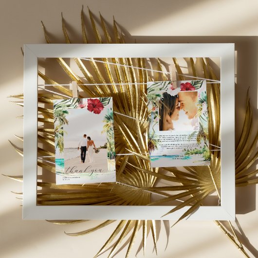 Carte De Remerciements Plage Tropicale | Photo de Mariage