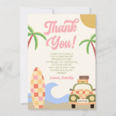 Carte De Remerciements Plage Wave Surf Board Rose Anniversaire (Devant)