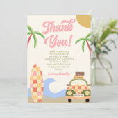 Carte De Remerciements Plage Wave Surf Board Rose Anniversaire (Debout devant)