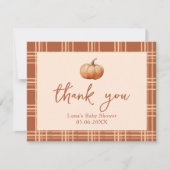 Carte De Remerciements Plaid Automne Un Petit Baby shower Citrouille Plat (Devant)
