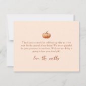 Carte De Remerciements Plaid Automne Un Petit Baby shower Citrouille Plat (Dos)