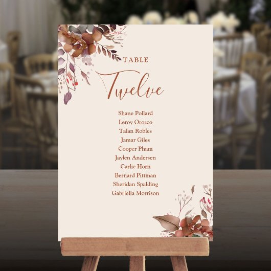 Carte De Remerciements Plan de table de mariage floral rustique