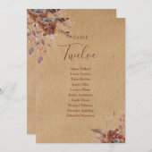 Carte De Remerciements Plan Floral Rustique Numéro de tableau (Devant / Derrière)