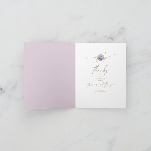 Carte De Remerciements Planètes spatiales - Filles 1er anniversaire (Intérieur)