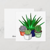 Carte De Remerciements Plantes de maison | Succulents (Devant / Derrière)