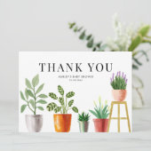 Carte De Remerciements Plantes en pot aquarelles bohèmes pour Baby Shower (Debout devant)