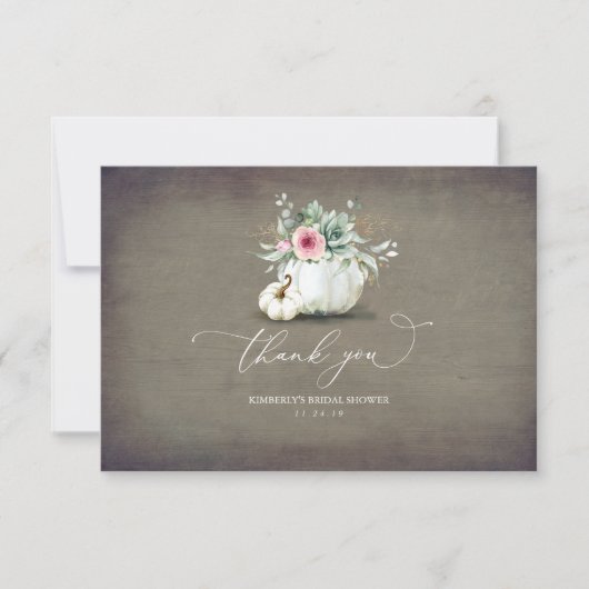 Carte De Remerciements Plantes grasses citrouilles Baby Shower de mariage (Devant)