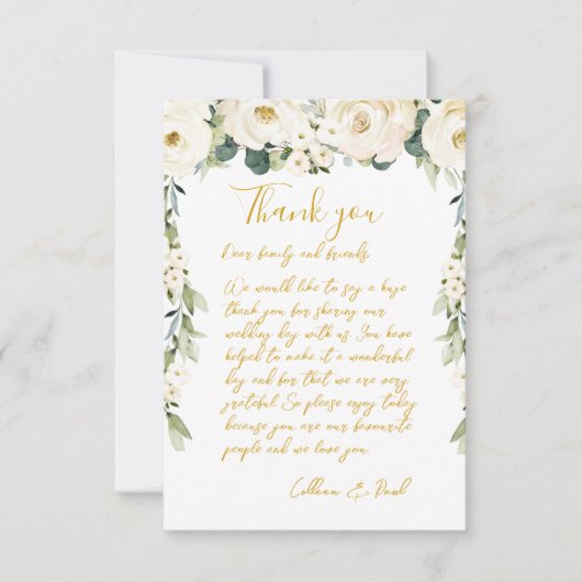 Carte De Remerciements Plaque de dîner Mariage White Peony Epiphany (Devant)