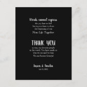 Carte De Remerciements Plaque de réception de mariage noir et blanc (Devant)