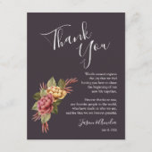 Carte De Remerciements Plaque de remerciement de mariage floral élégant (Devant)