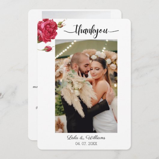 Carte de remerciements plat (Devant / Derrière)