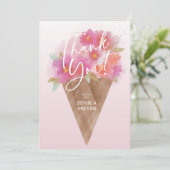 Carte de remerciements plat à cône de glace floral (Debout devant)