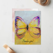 Carte de remerciements plat à papillon lunaire (Devant/Arrière en situation)