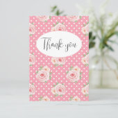 Carte de remerciements plat À petits pois rose (Debout devant)