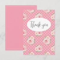 Carte de remerciements plat À petits pois rose