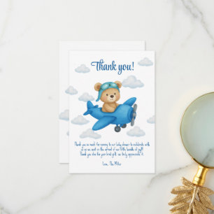 Carte de remerciements plat baby shower avec ours