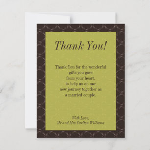 Carte de remerciements plat Brown vintage/Mariage