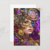 Carte de remerciements plat coloré Steampunk (Devant / Derrière)